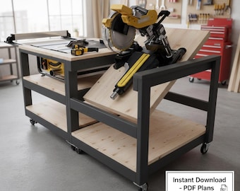 Miter Saw Workbench | Table Saw Workbench | wood working plans | workbench plans | garage workstation build plans