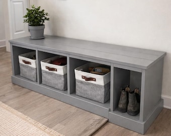 Wooden Entryway Bench Build Plan, Simple Mudroom Storage Bench PDF Download