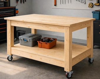 Easy 2x4 Workbench Plans | DIY Garage Workbench PDF | Simple Beginner Woodworking Project | Instant Build Plan Download
