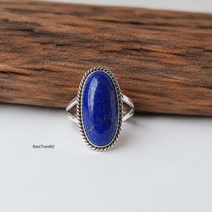Kingman Turquoise Oval Ring, Handmade Sterling Silver Boho Statement ...