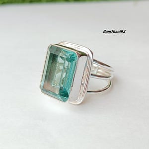 Aquamarine Ring: Handmade Sterling Silver Boho Jewelry, Statement Gemstone Ring,