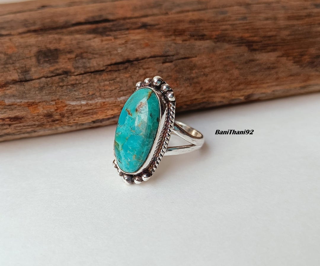 Handmade Kingman Turquoise 925 Sterling Silver Ring, Boho Jewelry - Etsy