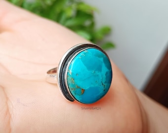 Kingman Turquoise Statement Ring: Handmade 925 Sterling Silver