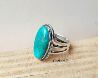 Handmade Kingman Turquoise Ring: Sterling Silver Statement Jewelry