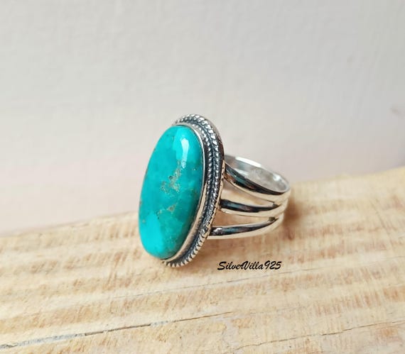 Handmade Kingman Turquoise Ring: Sterling Silver Statement Jewelry