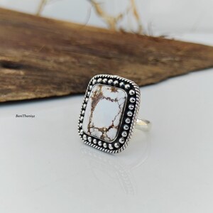 Square Wild Horse Turquoise Ring, 925 Sterling Silver Boho Statement Ring, Southwestern Rectangular Ring, Vintage Style Ring, Gift For Her,