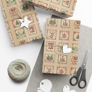 Vintage Christmas Wrapping Paper Roll, Holiday Gift Wrap Sheets, Festive Retro Wrapping Paper for Christmas, Xmas Party Decor image 4
