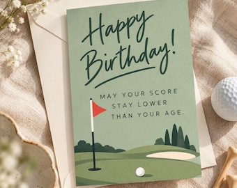 Funny Golf Birthday Card, Golfer Birthday Greeting Card for Him, Golf Lover Birthday Postcard, Dad Husband Birthday Gift, Golf Pun Card