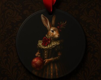 Victorian Rabbit Christmas Ornament | Gothic Holiday Tree Decoration