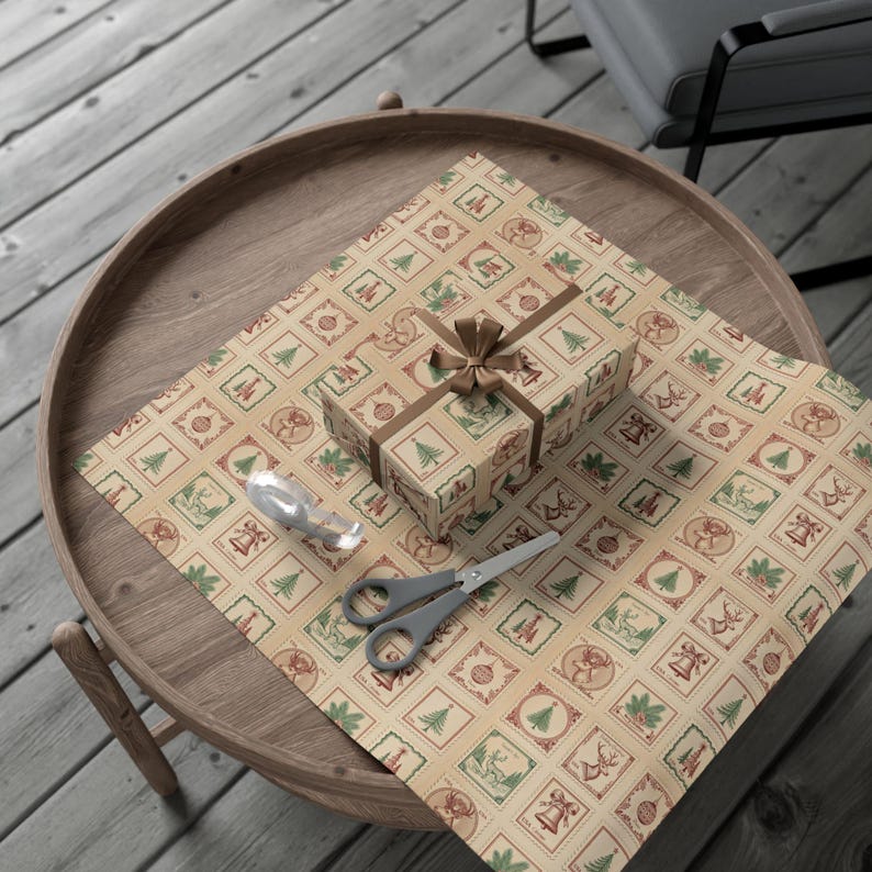 Vintage Christmas Wrapping Paper Roll, Holiday Gift Wrap Sheets, Festive Retro Wrapping Paper for Christmas, Xmas Party Decor image 3