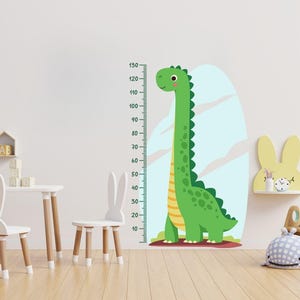 Colorful Animal Growth Chart Wall Decal for Kids Room, Giraffe Flamingo Elephant Dinosaur Height Sticker, Nursery Wall Art for Boys Girls