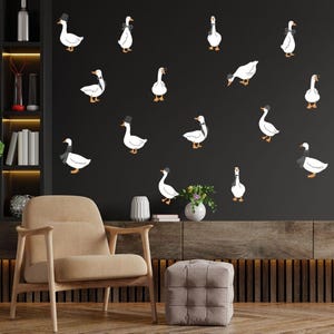 Goose Wall Decals with Hats Scarves Glasses and Boots Funny Vinyl Stickers for Nursery Farmhouse Kids Room Removable Peel and Stick Decor