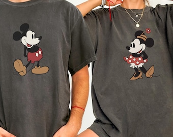 Comfort Colors® Retro Mickey Mouse Shirt, Disney Mickey Minnie Mouse Classic Pose Couple Shirt, Disney Couple Matching Shirt, Disneyland Tee
