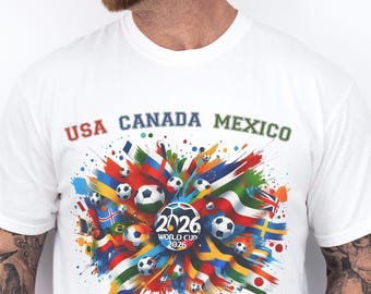 World Cup 2026 T-Shirt, Soccer Flags Graphic Tee