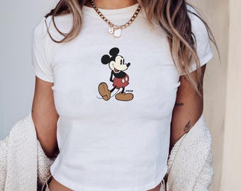 Retro Mickey Disney Baby Tee, Classic Mickey Baby Tee, Y2k 90s Style Mickey Mouse Tee