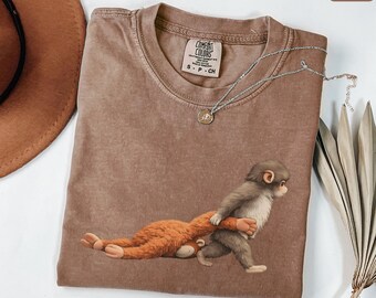 Chemise perforée Singe Comfort Colors®, bébé singe viral viral tendance, cadeau en peluche, cadeau pour les amoureux des animaux, jolie chemise douillette