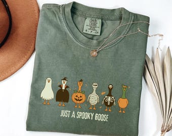 Camiseta de ganso divertido de Halloween Comfort Colors®, camiseta de ganso espeluznante, camiseta de Halloween, camiseta de ganso esqueleto, camiseta de temporada espeluznante, camiseta espeluznante