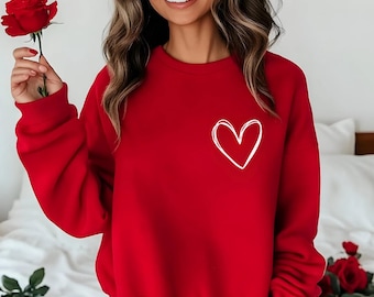 Valentines Heart Sweatshirt, Womens Valentine's Day Sweatshirt, Couple Gift Sweatshirt, Heart Hoodie, Anniversary Day Gift, Christmas Gift