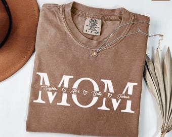 Comfort Colors® Custom Mom Shirt, Personalized Mama Gift, Mother's Day Gift, Custom Name Shirt, Children Name Mom Shirt