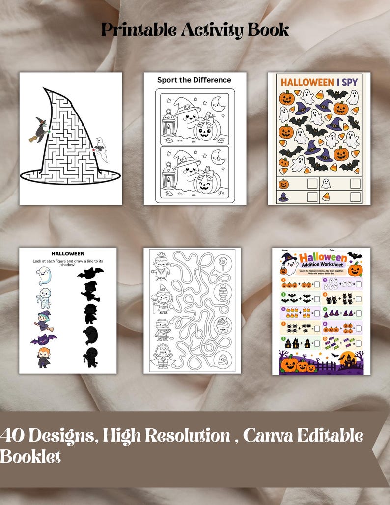 Buy 40 Halloween Coloring Pages for Kids – Printable PDF Activity Book ...