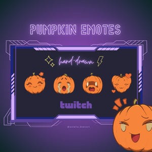 Pacchetto di emoticon di zucca / 5 emoticon di Halloween disegnate a mano per Twitch e Discord / Carino PNG autunnale