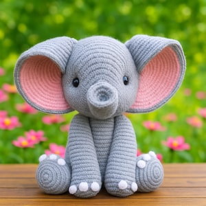 No Sew Elephant Crochet Pattern, Easy Elephant Amigurumi Pattern , Crochet Plushie Pattern, Elephant Photo Video Tutorial step by step