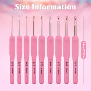 tulip crochet hooks, 9PCS Pink Crochet Hooks, Needle Silicone Handle Aluminum Crochet Needle Set, Weave 2-6mm DIY Sewing Knitting Tool Set