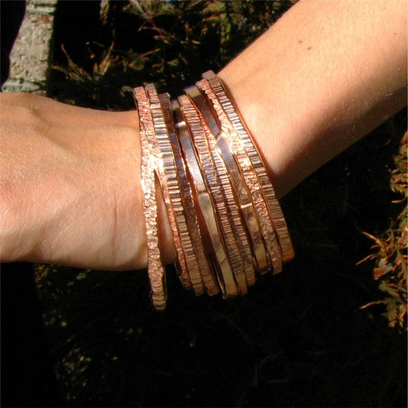 Rustic Copper Bangles Copper Bangles Handmade Artisan Copper bangles Pure Polished Copper Stacking Bangles 5