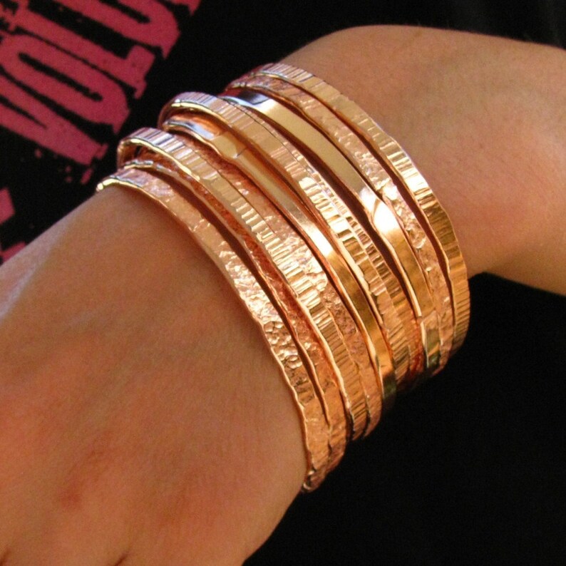 Rustic Copper Bangles Copper Bangles Handmade Artisan Copper bangles Pure Polished Copper Stacking Bangles 5