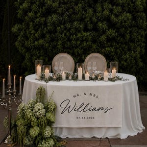 Personalized Sweetheart Table Runner, Custom Mr and Mrs Last Name Wedding Banner