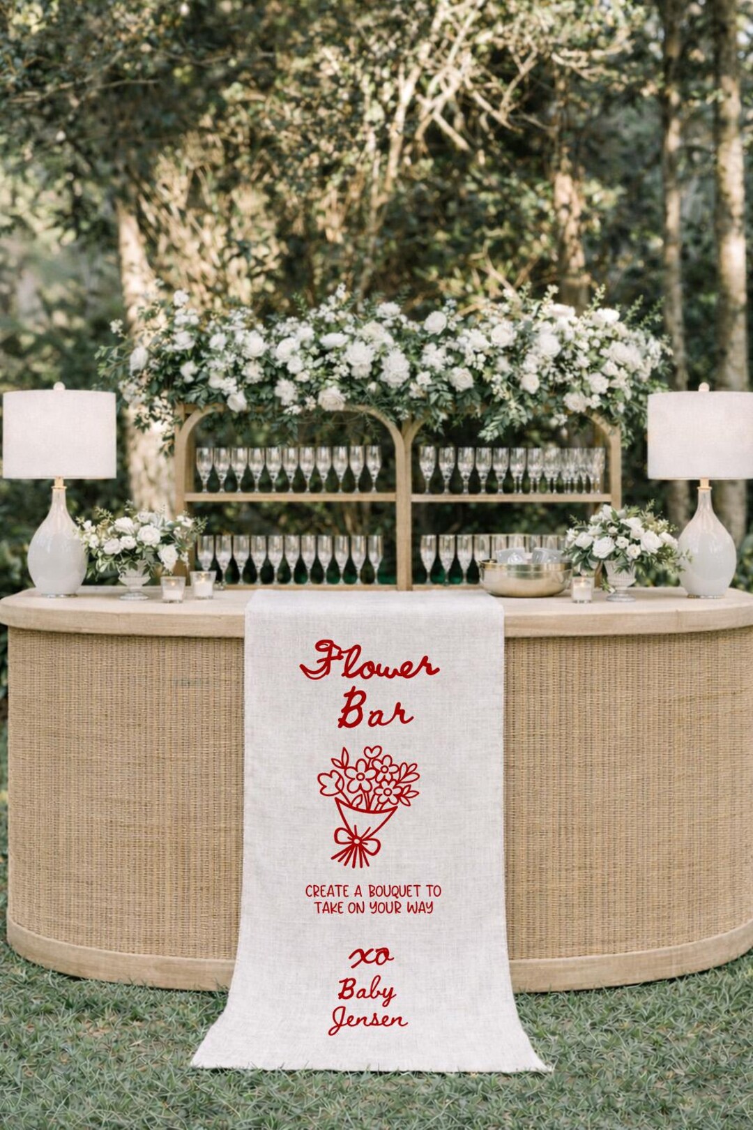 Flower Inn Sign Flower Bar Sign, Personalized Wedding Flower Bar Sign, Custom Linen ...