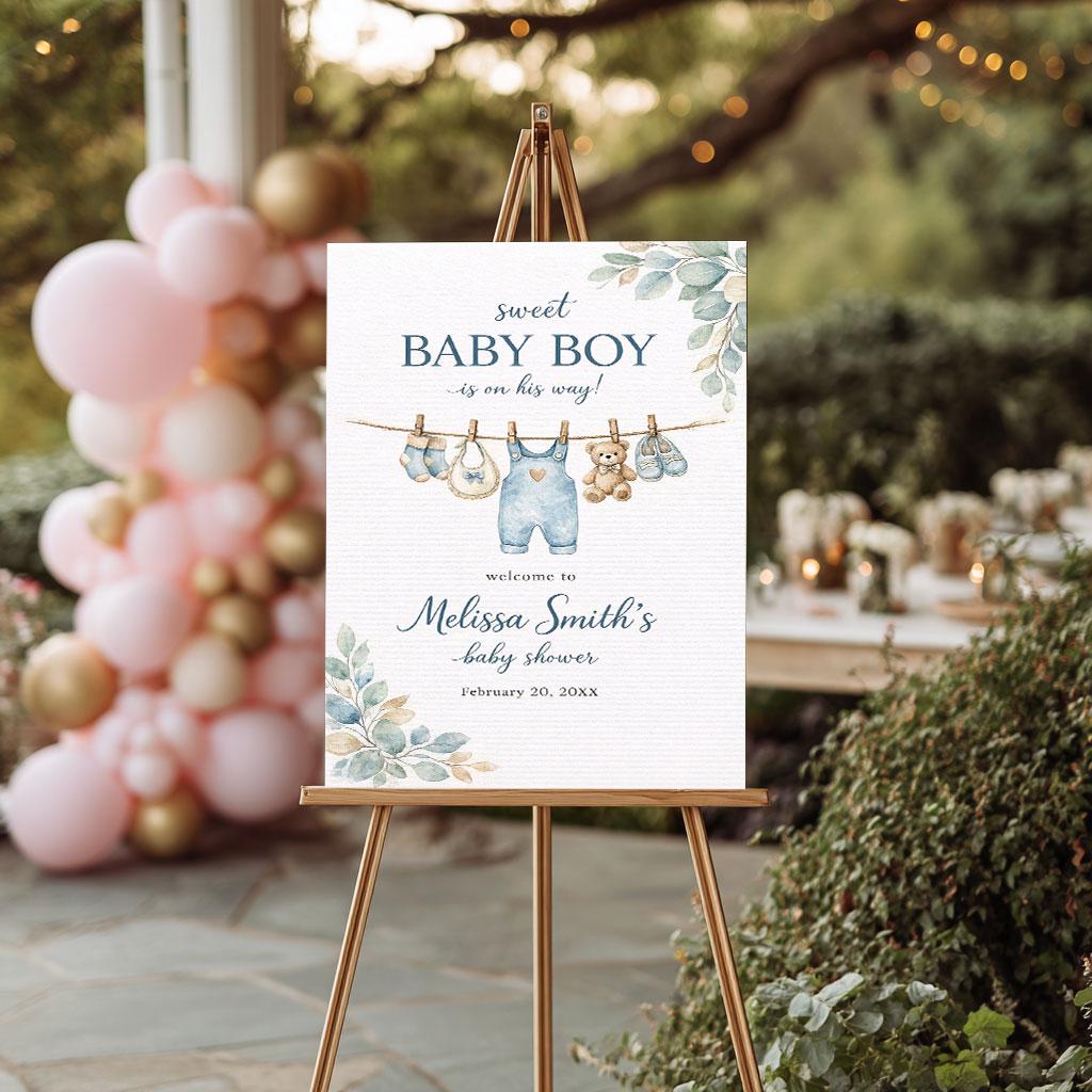 Baby Boy Shower Welcome Sign, Editable Template - Etsy