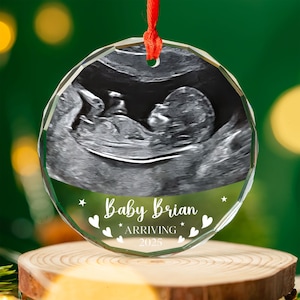 Decorazione in vetro per ecografia, regalo per annuncio di nascita, decorazione natalizia personalizzata con pancette, regalo per annuncio di gravidanza tramite ecografia