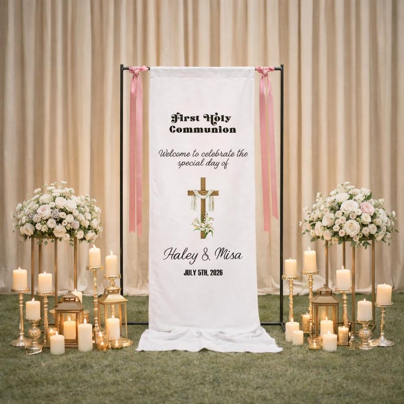 Personalized First Holy Communion Banner Custom Name Welcome Sign ...