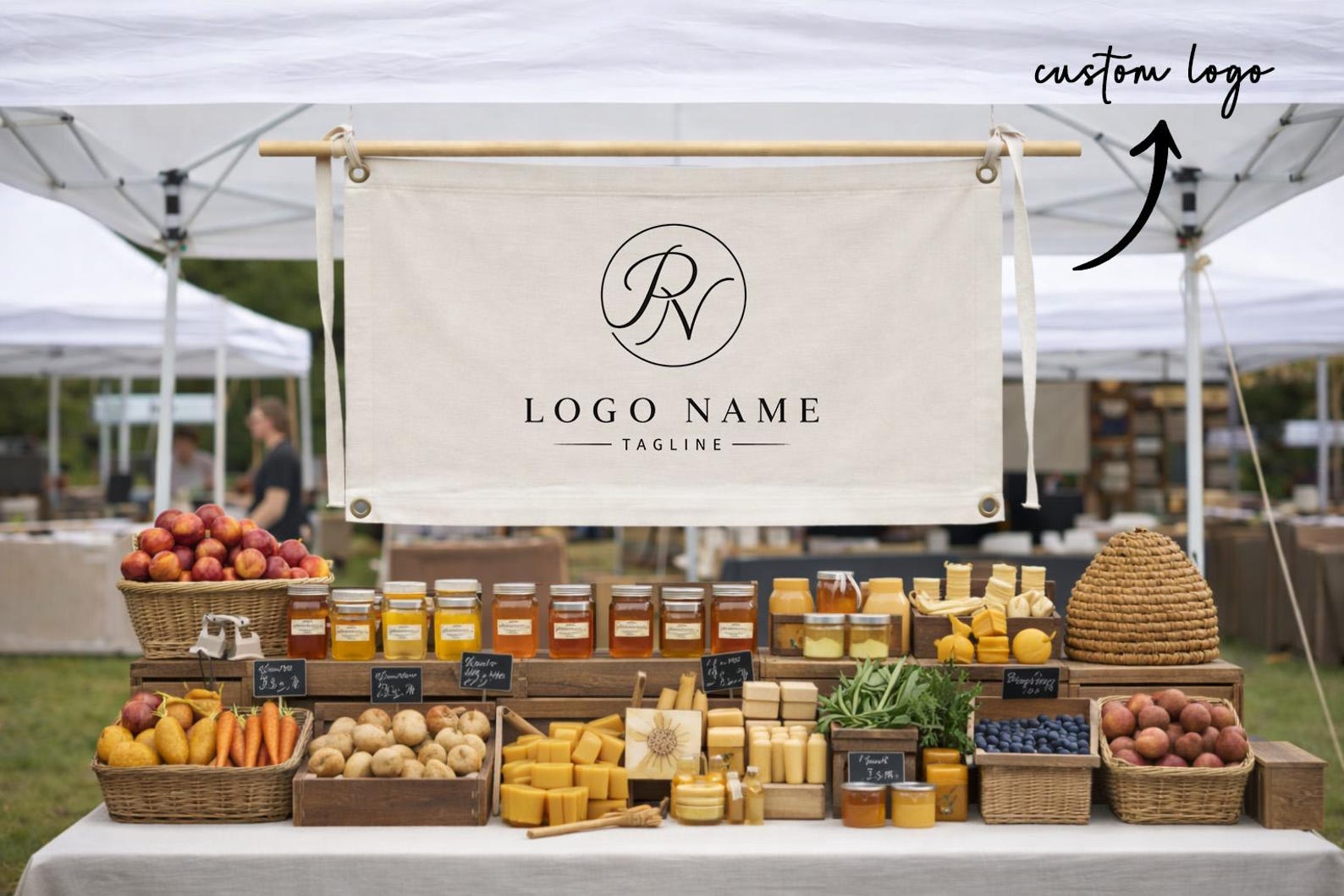 Custom Logo Booth Banner, Market Booth Banner, Vendor Booth Display ...