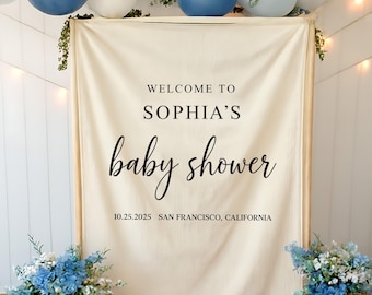 Personalized Baby Shower Welcome Tapestry, Custom Fabric Banner