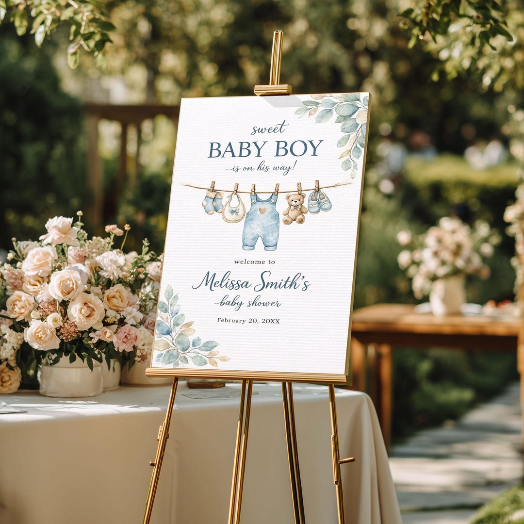Baby Boy Shower Welcome Sign, Editable Template - Etsy