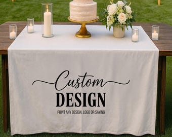 GUGLILI Custom Table Runner With Business Logo 30 X 72 Inch Personalized Picture Text Cotton Linen Cloth Table Banner For Party, Advertising, Sports Activities, Wedding Anniversary
