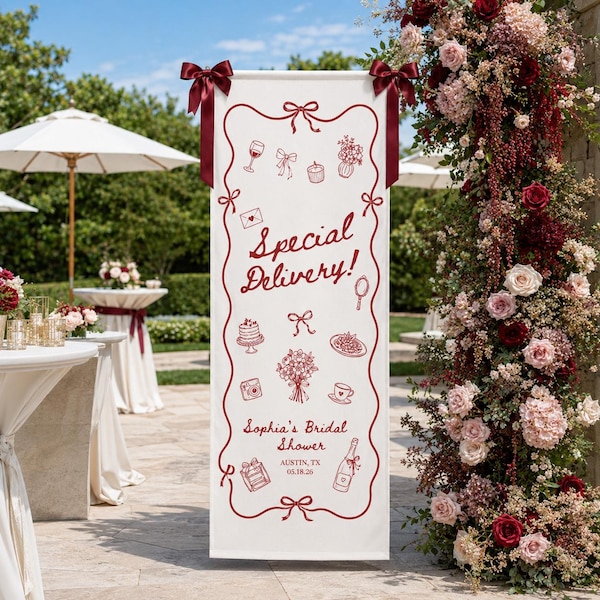 Personalized Bridal Shower Banner, Italian Bridal Shower Welcome Sign, Custom Bride Name Party Backdrop, Romantic Shower Decor