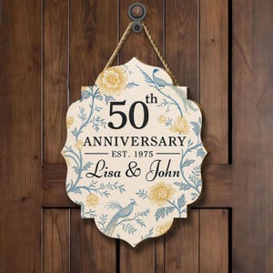 Personalized  Chinoiserie 50th Anniversary wooden sign, 50th Anniversary Gifts, 50th Wedding Anniversary, Gift for Parents, 50 Years Couple