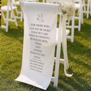 Reserved Wedding Memorial Chair Sign, Personalized Fabric Sign, Wedding Chair Banner In Memory Of Loved Ones, Custom Memorial Wedding banner