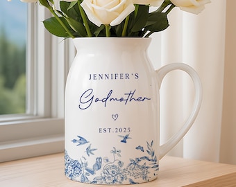 Personalized Floral Ceramic Vase, Bonus Mom Gift