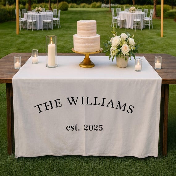 Custom Wedding Table Sign, linen Last Name Sign, Personalised Table, Wedding Banner,Bridal Dinner Table Sign, Fabric Bar Sign, birthday gift
