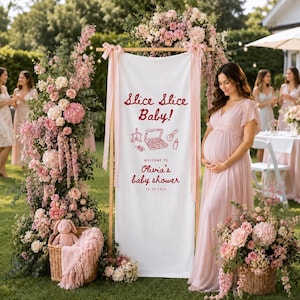 Personalisierte Pizza-Babyparty-Banner, benutzerdefinierte Scheibe Baby-Willkommensschild für Babyparty-Dekor