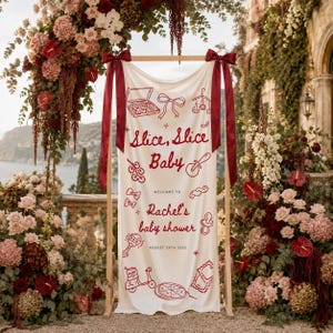 Personalisierte Pizza-Babyparty-Banner, benutzerdefinierte Scheibe Baby-Willkommensschild, Pizza-Thema Babypartydekor