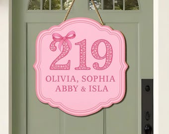 Personalized Chinoiserie Wooden Door Sign, Custom Dorm Decor