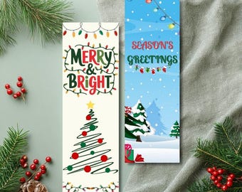 Festive Holiday Bookmarks: Set of 4, Colorful Christmas Designs (Digital Download)