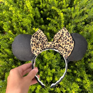 Leopard Print Mouse Ears Headband: Cheetah Bow, Safari Theme