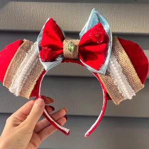 Moana Minnie Mouse Ears | Red Sparkle, Burlap Accents