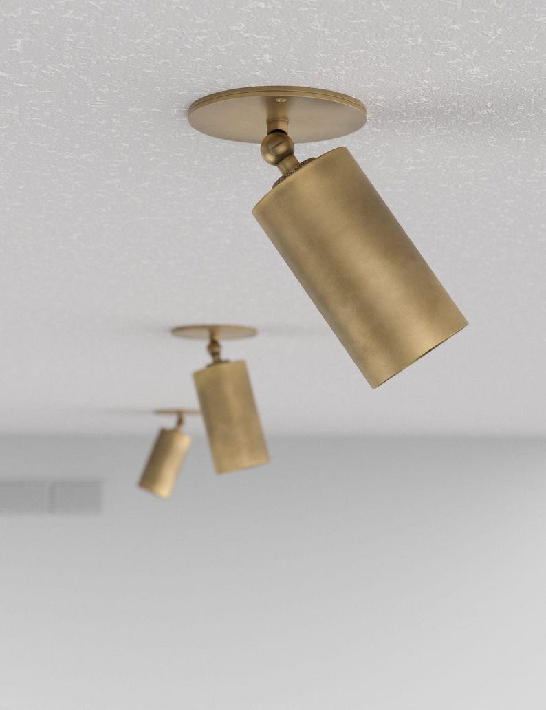 Mid Century Brass Spotlight Antique Patina Directional Ceiling Light mid-century-brass-spotlight-antique-patina-directional-ceiling-light